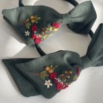 تل گلدوزی سبز طرح دخترانه