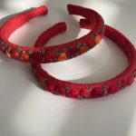 تل دخترانه گلدوزی قرمز