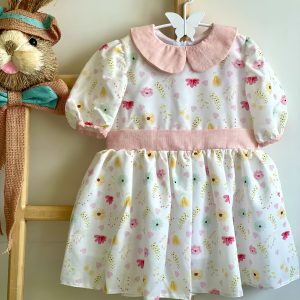 پیراهن دخترانه شکوفه صورتی