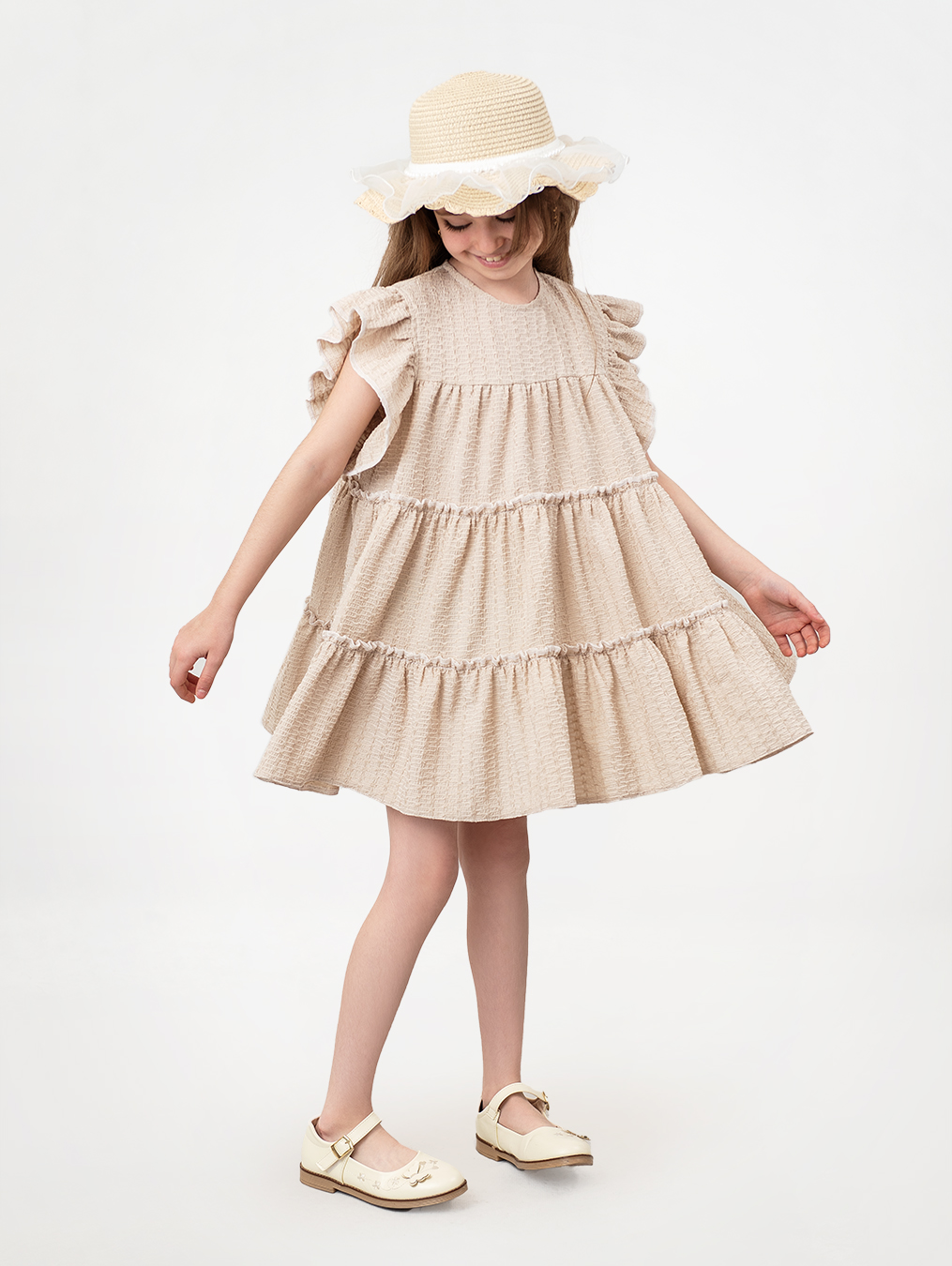 پیراهن دخترانه کلارا کرم پیراهن دخترانه کلارا کرم