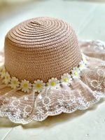 کلاه دخترانه حصیری بابونه