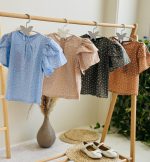 ست شومیز و شلوارک گل نسا آبی (5)