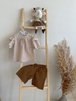 ست شومیز و شلوارک گل نسا کرمی (2)