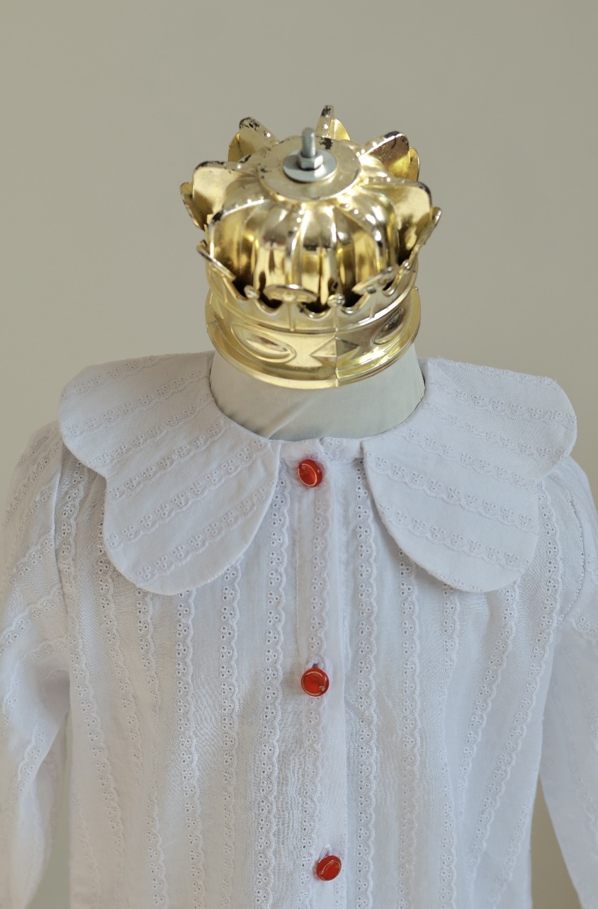 شومیز دخترانه سفید بلوت طرح یلدا