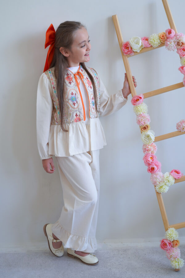 کت و شلوار دخترانه زمرد نارنجی